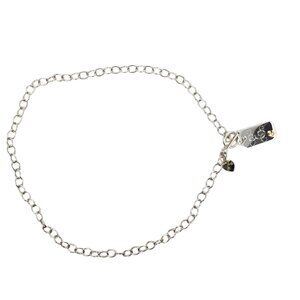 Basch Sterling Silver 14K Yellow Gold Heart Dog Tag "E" Necklace #23798